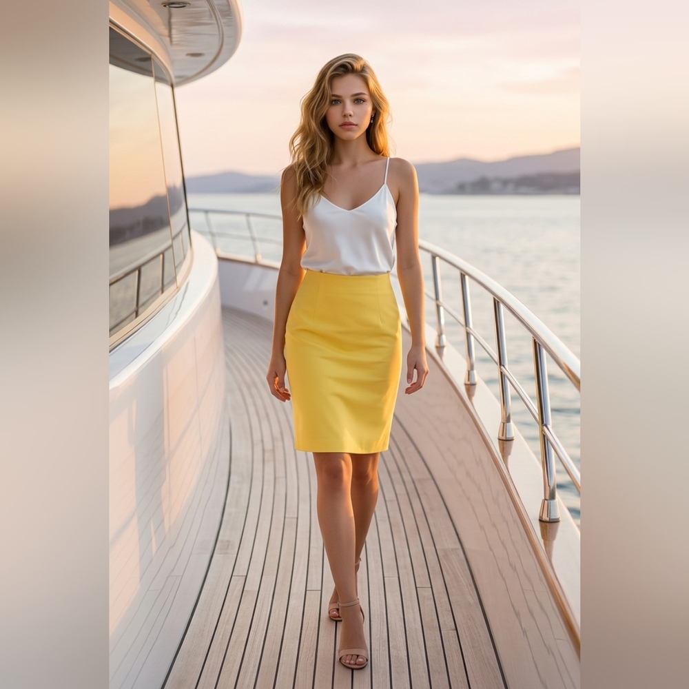 Worthington Yellow Pencil Skirt